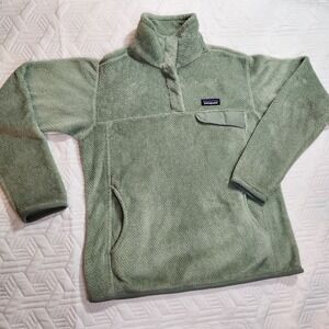 Patagonia Jacket Womens M Green 1/4 snap Collared kangaroo pocket long sleeve